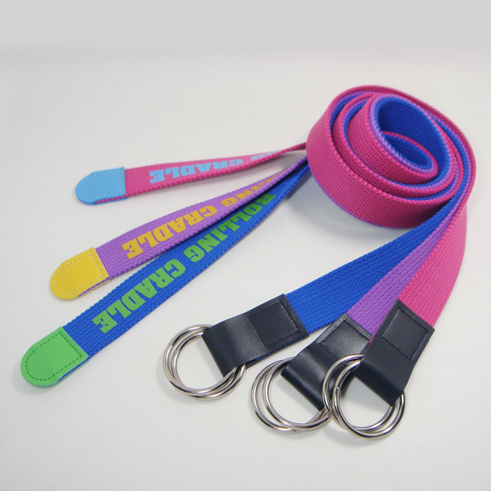 Business souvenir gift colorful polyester waist belt with leather accessory  