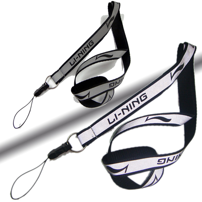 Narrow strap imprinted custom logo reflective wrist cell phone string key chain