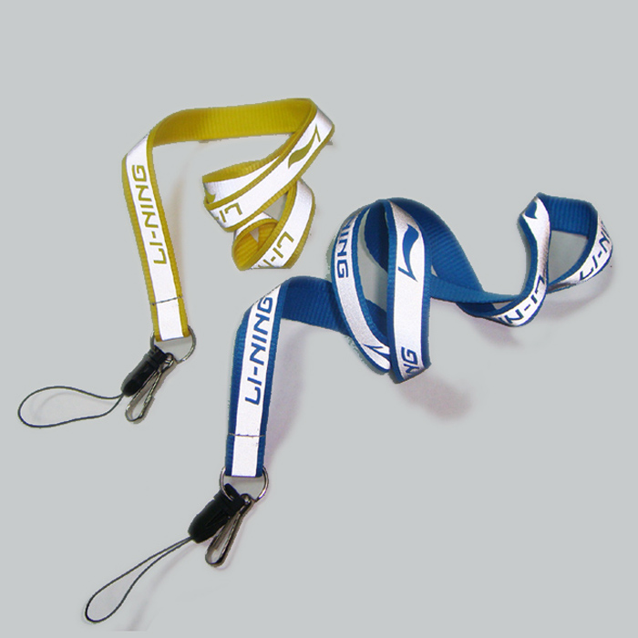 Narrow strap imprinted custom logo reflective wrist cell phone string key chain