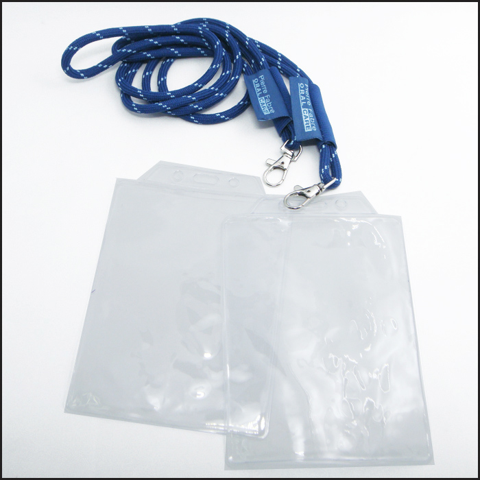 Two color jacquard polyester string big PVC card badge cord lanyad