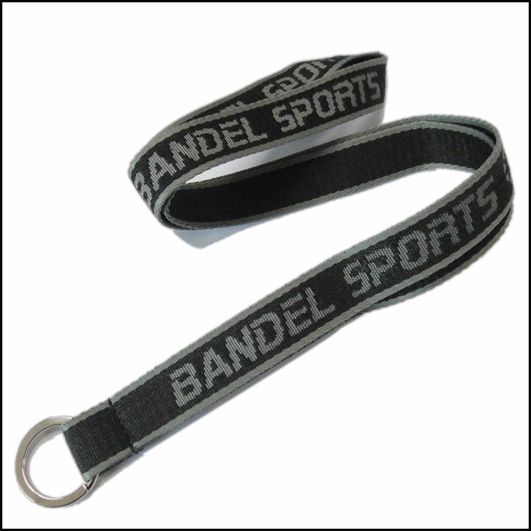 Strong key ring woven custom logo on one side nylon lanyard