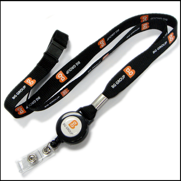 Crimp define badge holders retractable reel polyester lanyards 