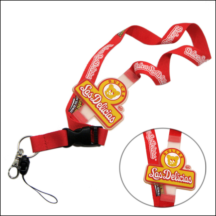 Silicone logo polyester neck strap advertising gifts clips lanyards