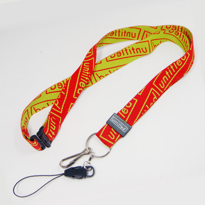 Plastic adjuster buckle woven logo business card holder neck lanyard