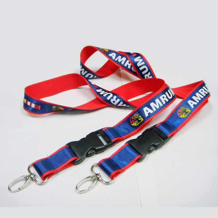 Cell phone holder pouch printed logo polyester satin neck strap