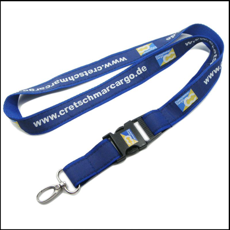 Flat yellow polyester satin business woven logo lanyards manufacturer