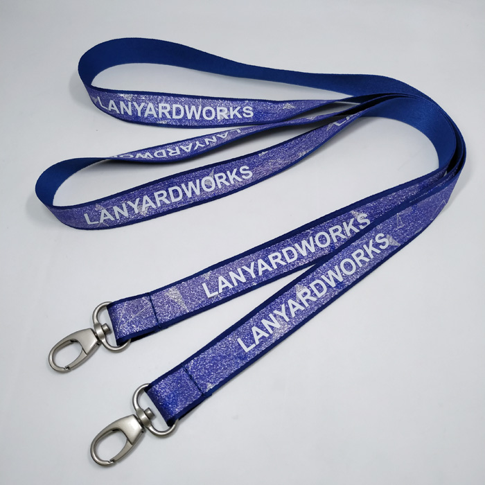 Silver wire and polyester woven sublimation color and imprinted logo cord lanyard