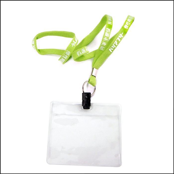Green color polyester tubular neck lanyard with PVC card holder 