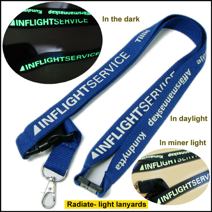 Dark radiate light logo id card holder custom made lanyard 