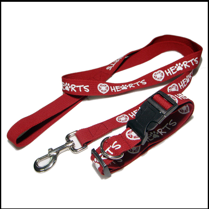 Thick fabric polyester printing custom logo pet leashes and collar