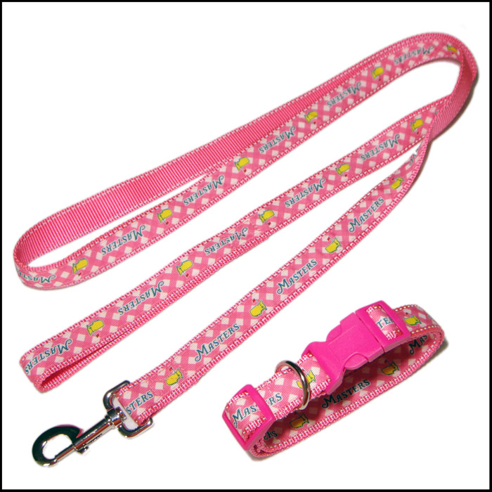 Reflective strong safety label nylon strap satin custom logo pet collar dog leash