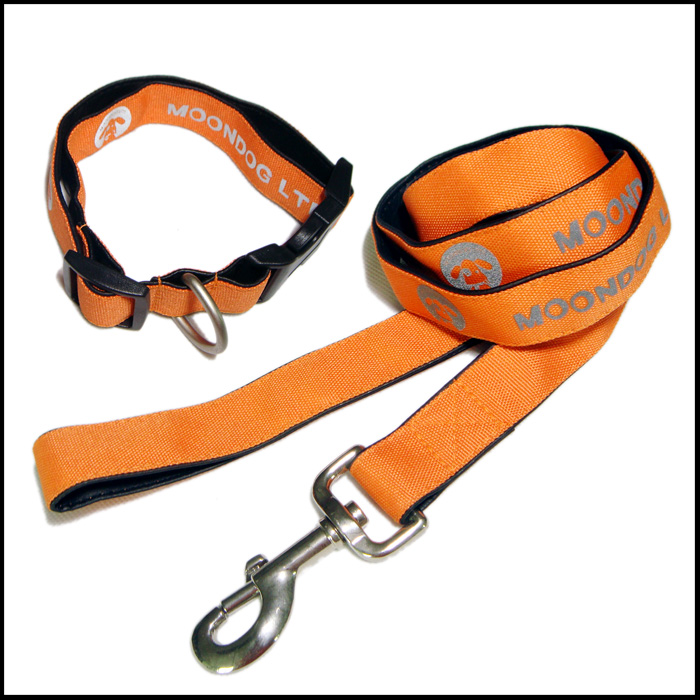 Reflective silk-screen logo jean and leather pet belt walking dog leashes belt and collar