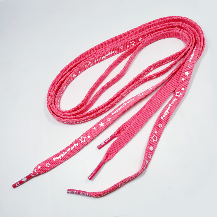 Rainbow twill fabric polyester printed custom logo shoelaces