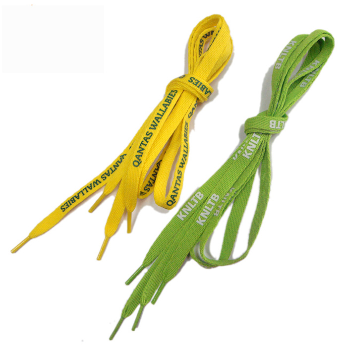 Fashion iridescent colors silk printing logo polyester shoelaces