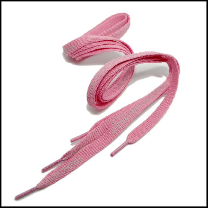 Sports running sneakers pink orange twill polyester shoelaces