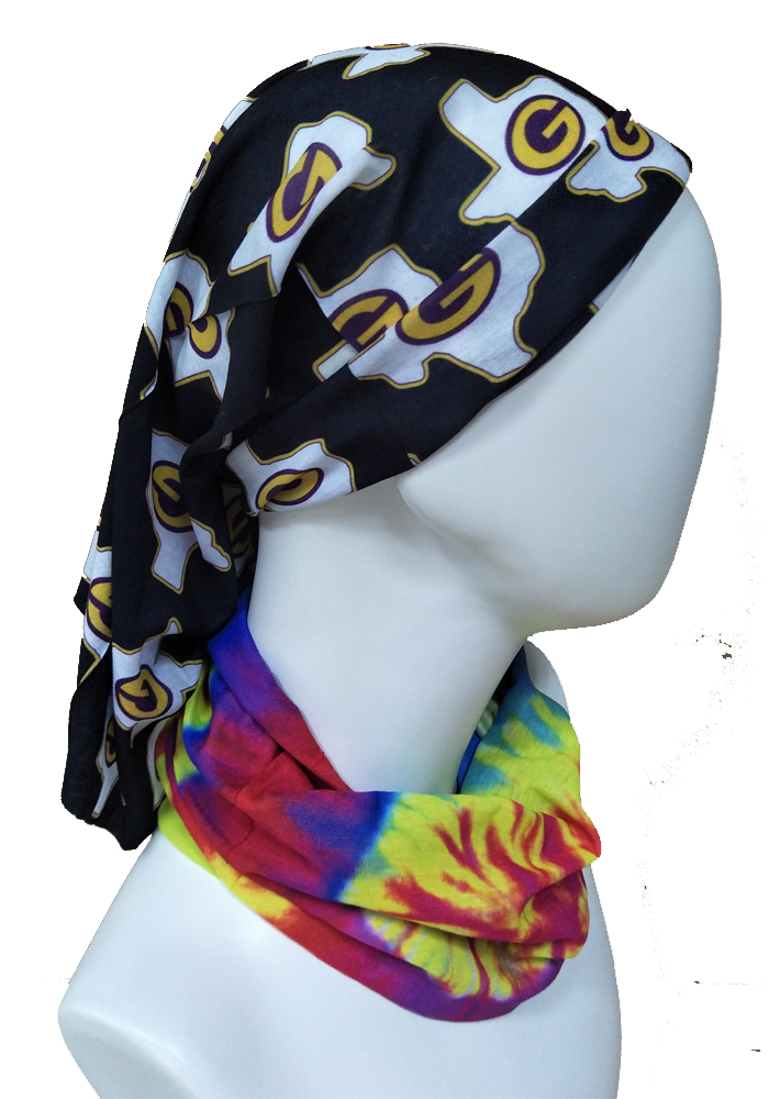 Black print logo suppliers scrunchie bandana 