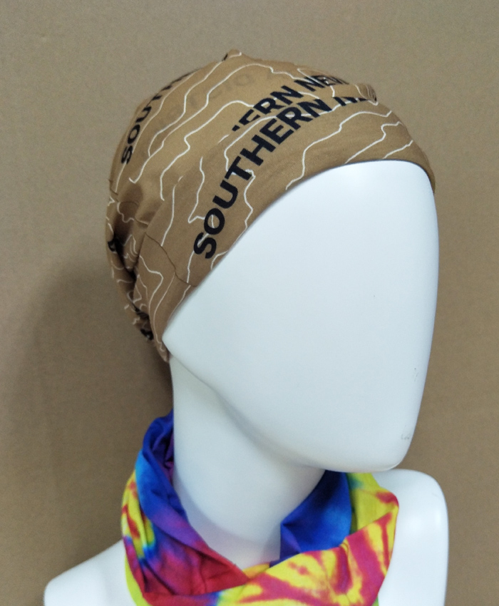 Block printed casual pants Seamless tube gold colors bandana headwrap