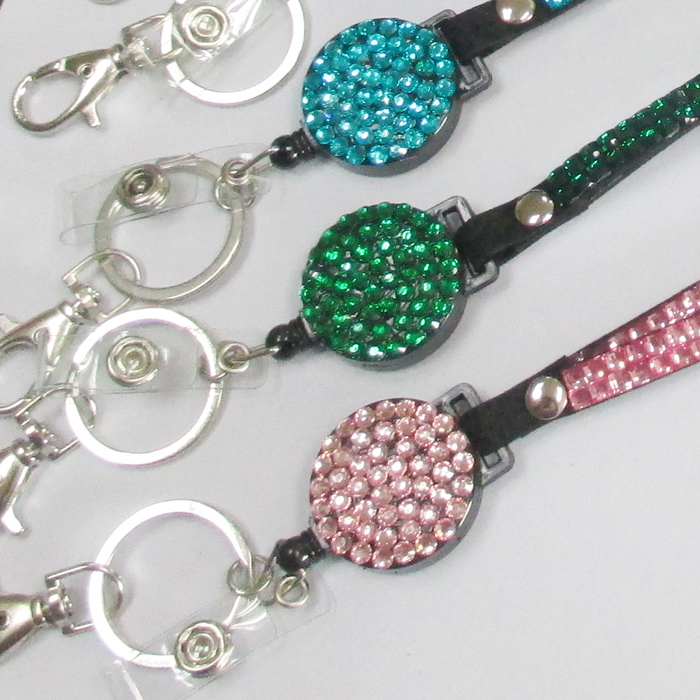 Rhinestone rainbow design lanyard retractable badge reel