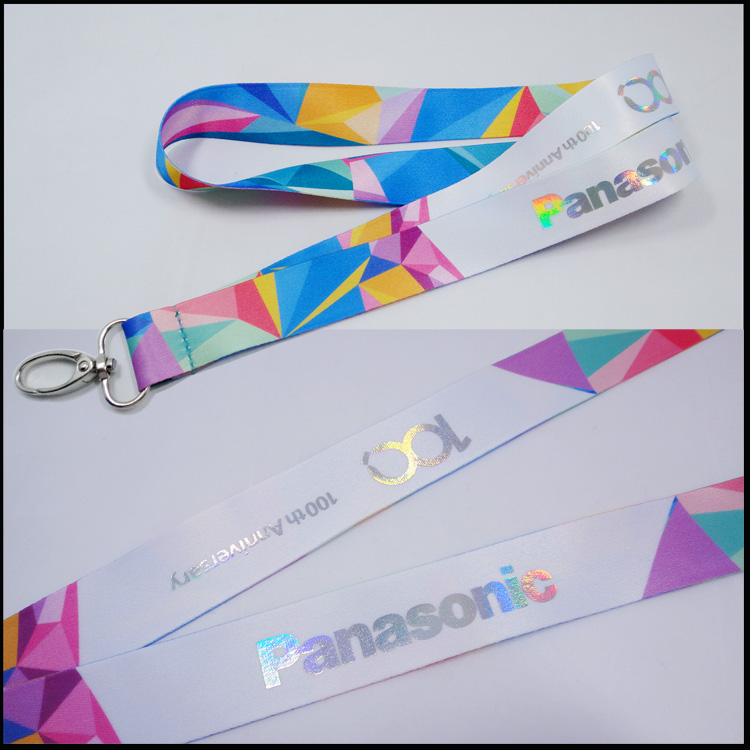 Laser reflective logo sublimation polyester lanyard  personalized