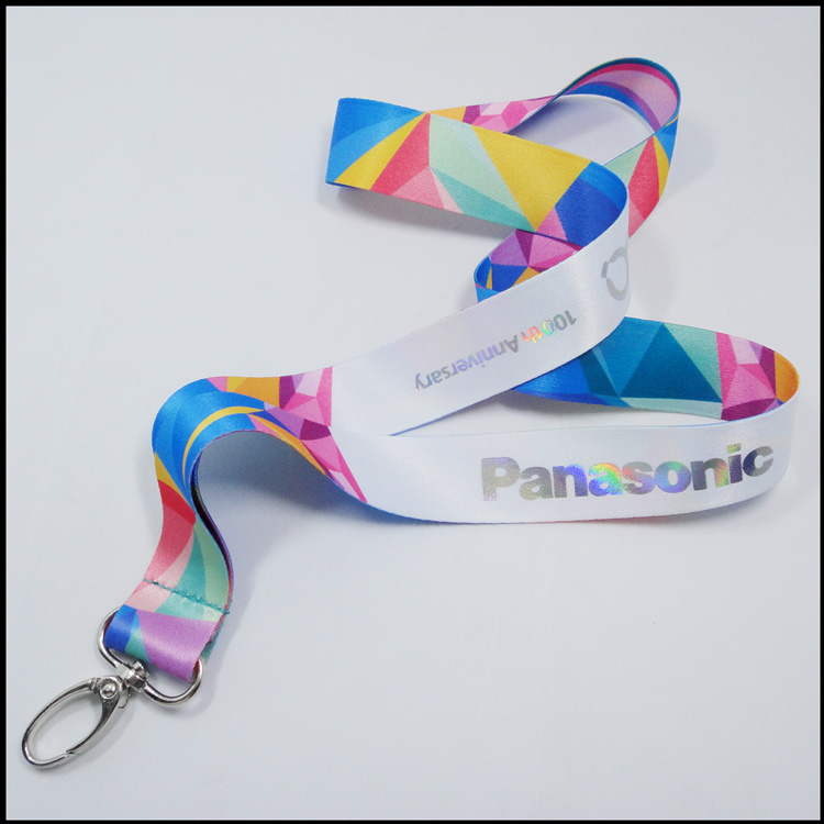 Laser reflective logo sublimation polyester lanyard  personalized
