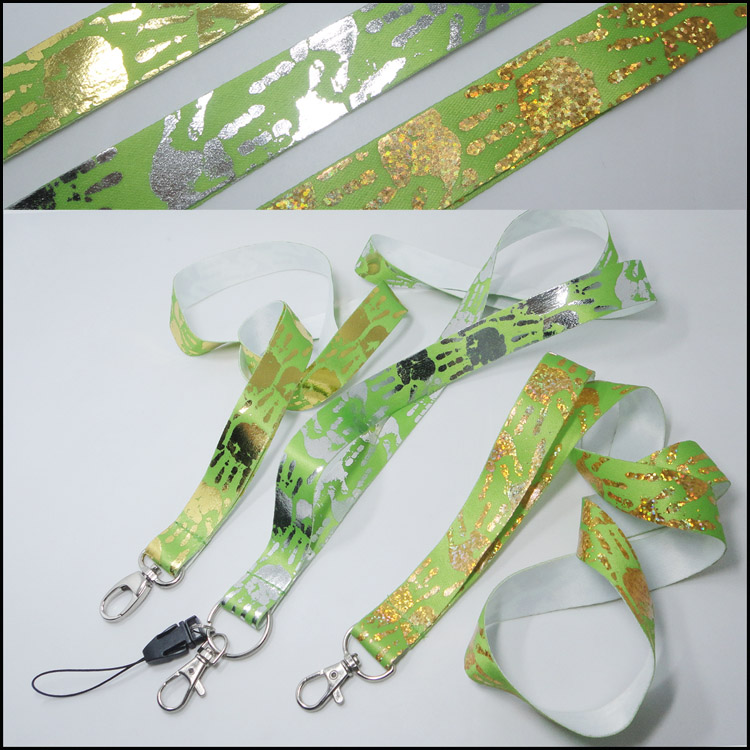 Gold reflective foil marvel logo green sublimation design lanyards