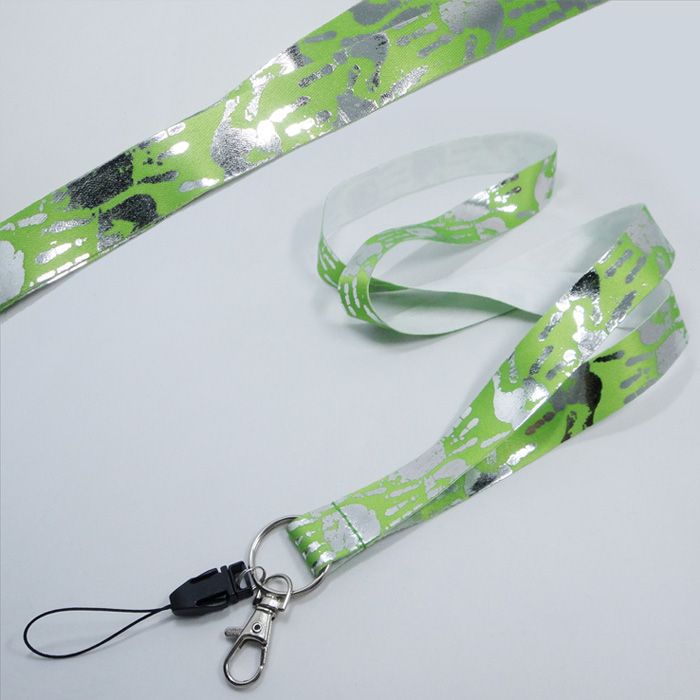 Gold reflective foil marvel logo green sublimation design lanyards
