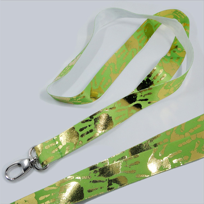 Gold reflective foil marvel logo green sublimation design lanyards