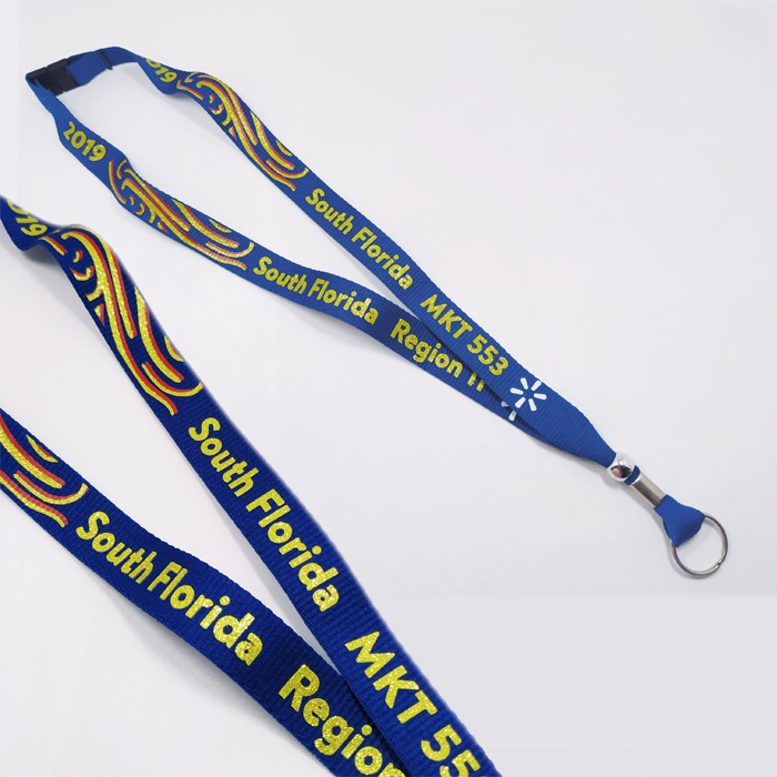 Gold dust light beaded blue red polyester lanyards