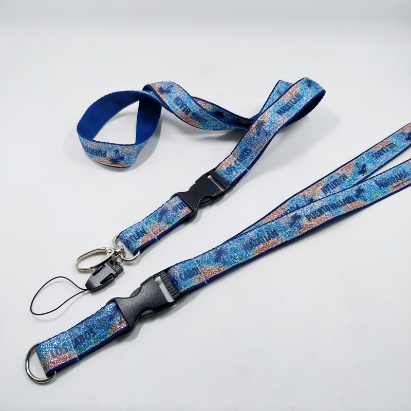 Rainbow blingy butterfly polyester and silver wire neck lanyard 