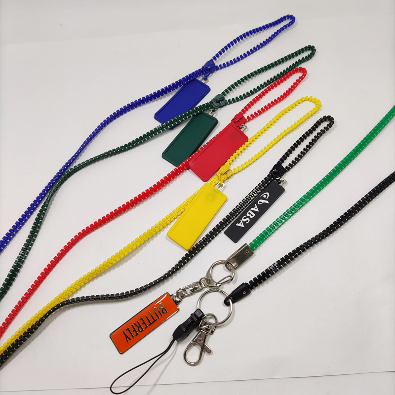 Yellow blue black colors id holder zipper key lanyard 