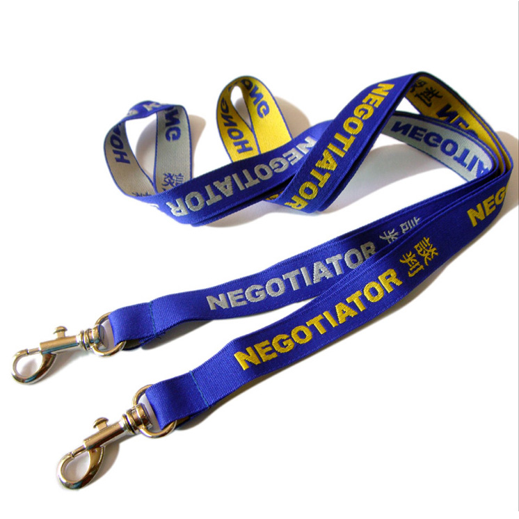 High angle python woven logo polyester key lanyards