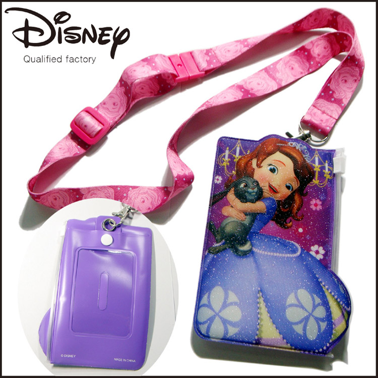 Bling disney cartoon logo vertical card holder polyester lanyard