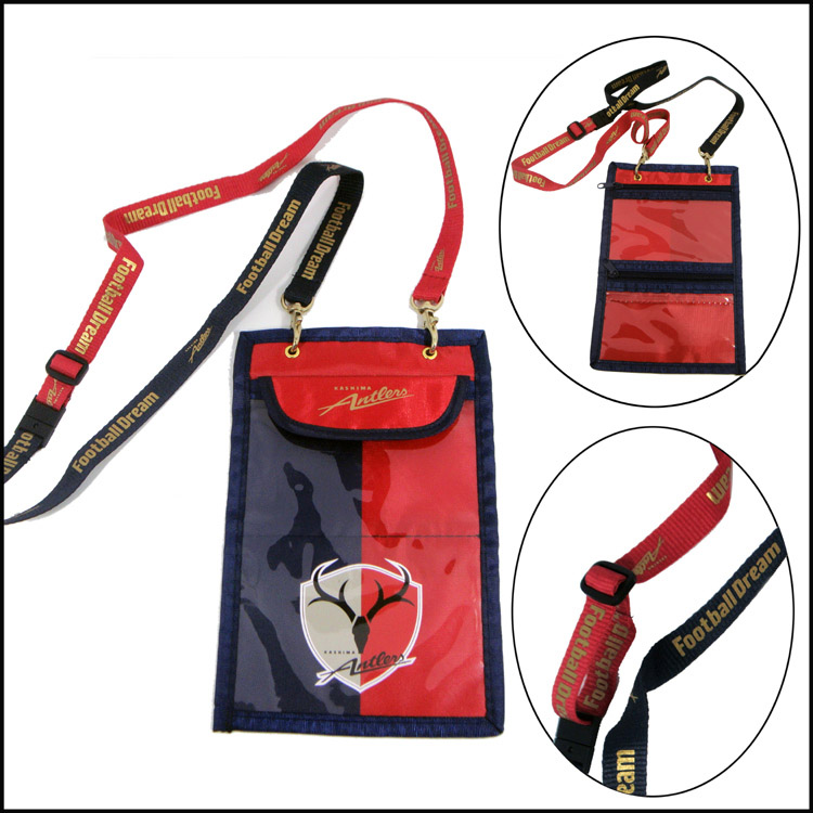 Nylon card badge holder with Double clip lanyards 