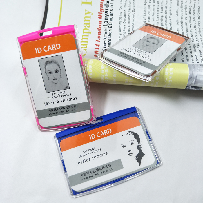 Hard name card holder for employee lanyards