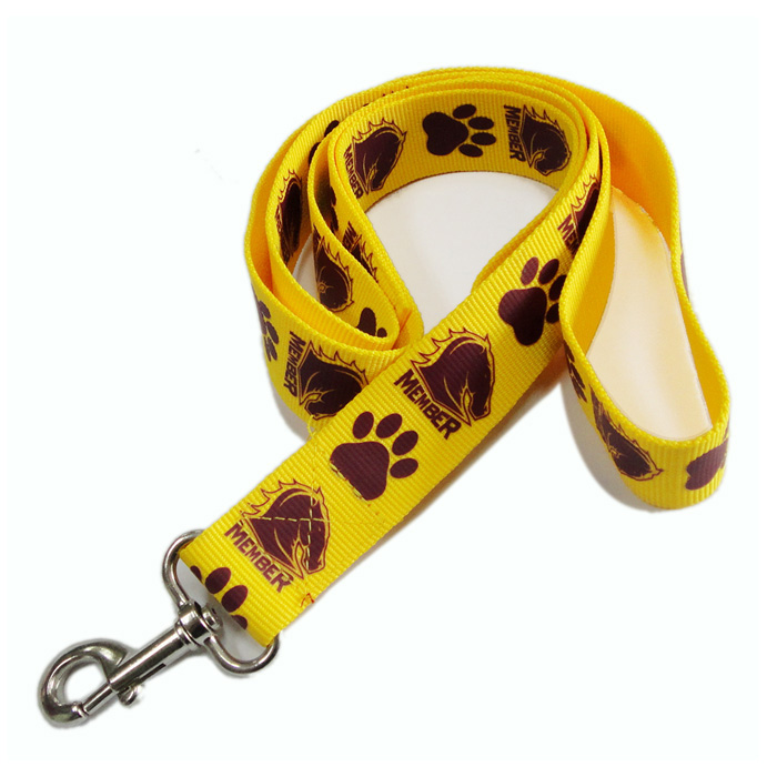 Yellow polyester personalized pet walking dog leash 