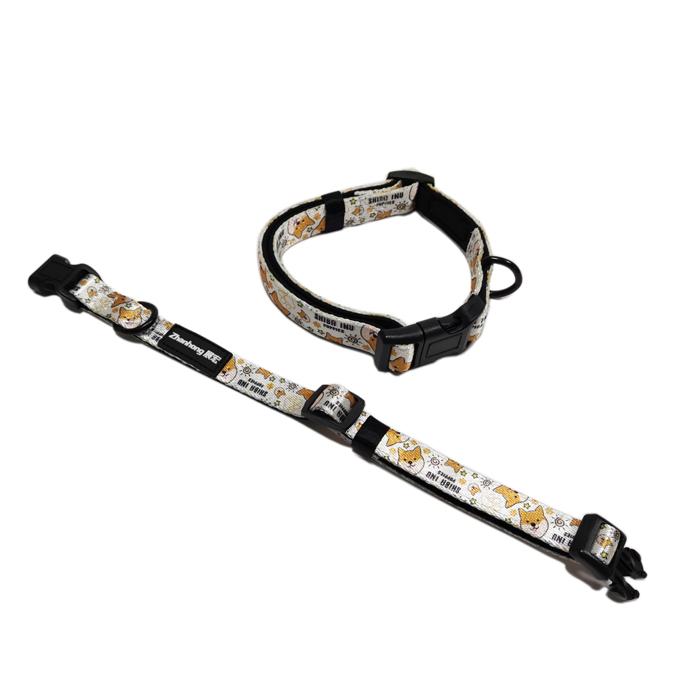 High quality adjustable printed solft flat nylon tactical webbing dog collars