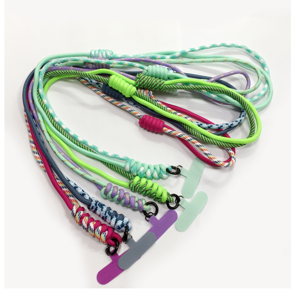 Fashionable woven adjustable length mobile phone lanyard