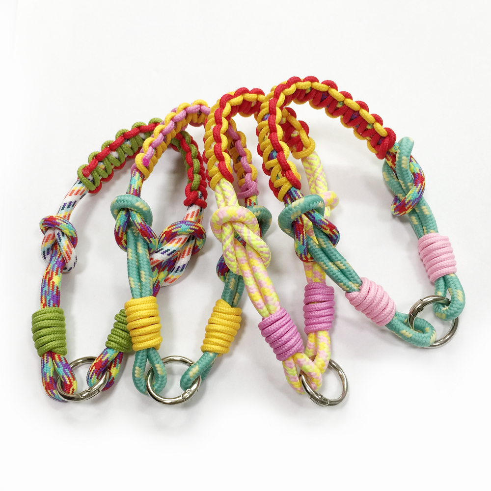 hand-held color-blocking wrist strap Colorful woven mobile phone chain