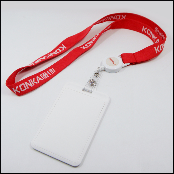KONKA双层提花logo优质涤纶挂绳证件卡套吊带企业员工工作证挂绳