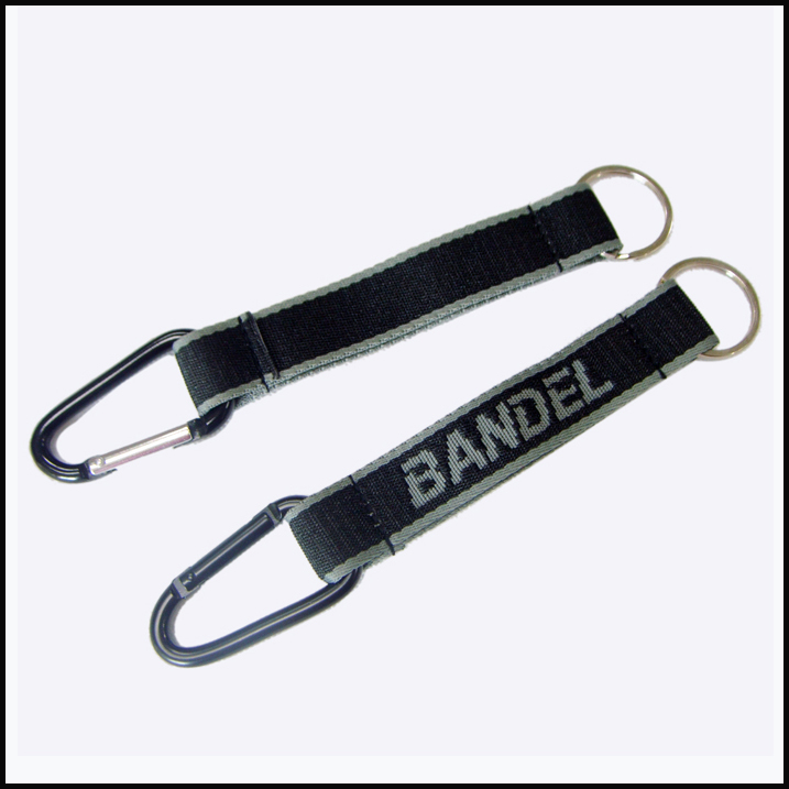 提花Logo户外旅行挂绳涤纶带爬山扣短绳钥匙挂绳