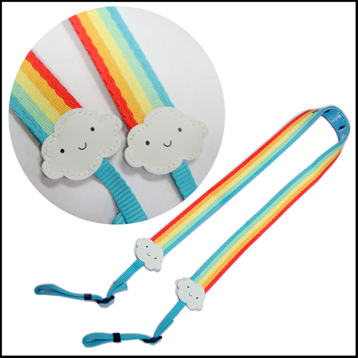 双面可用彩虹条纹云朵pu皮相机带