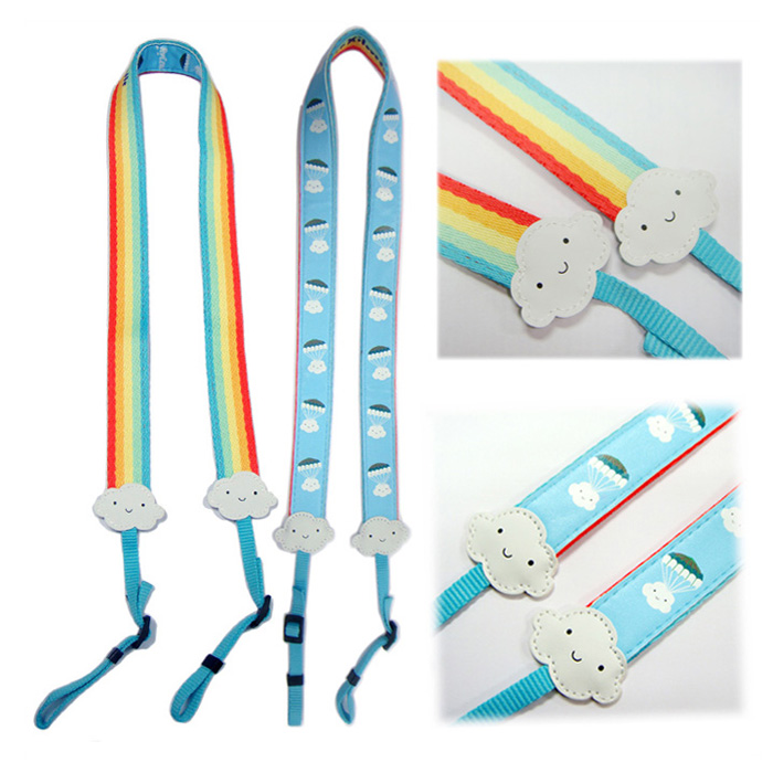 双面可用彩虹条纹云朵pu皮相机带