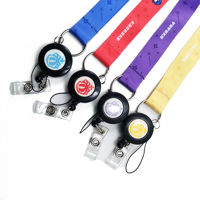 四色定制易拉扣转印证件套挂绳 