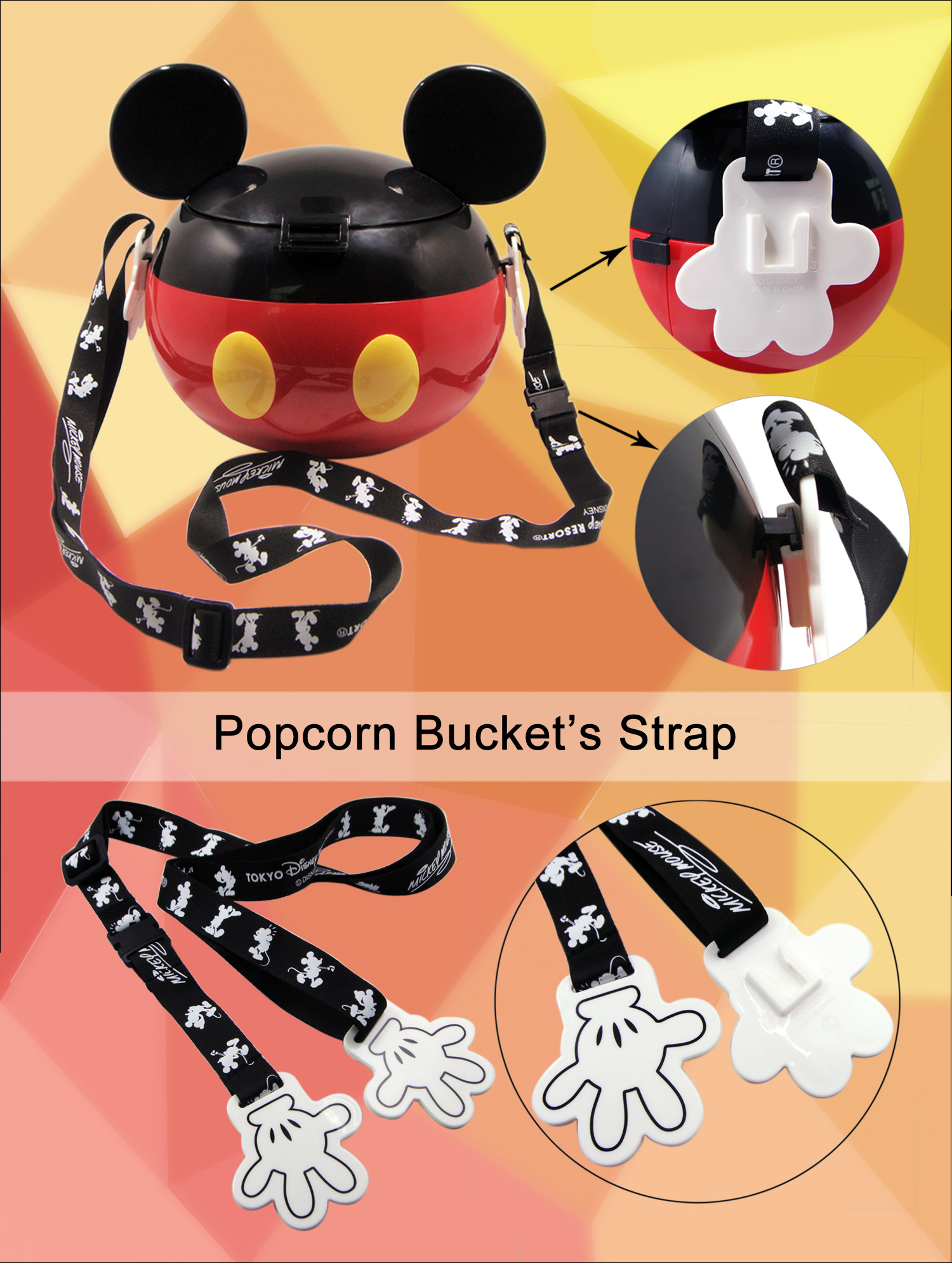 迪士尼创意个性米奇爆米花桶吊带电影周边饰品纪念品
